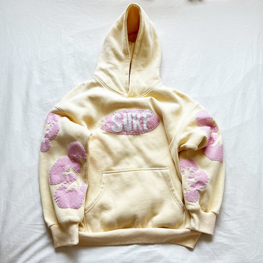 surf x hibiscus patchwork hoodie pre order