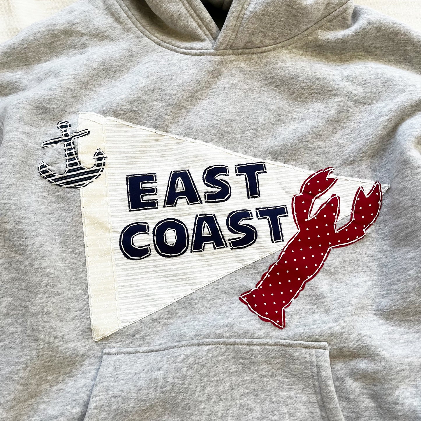 east coast pennant patchwork hoodie - small