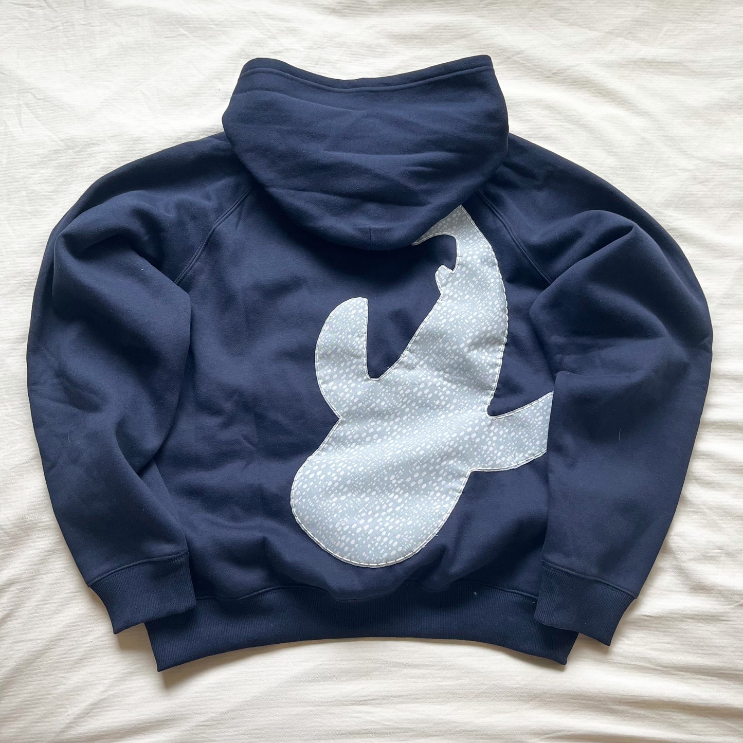 navy whale shark patchwork hoodie pre order