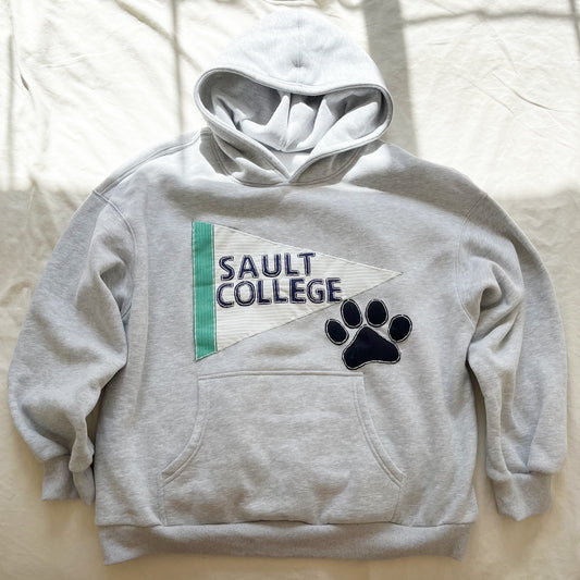 college/sports pennant flag custom patchwork hoodie pre order